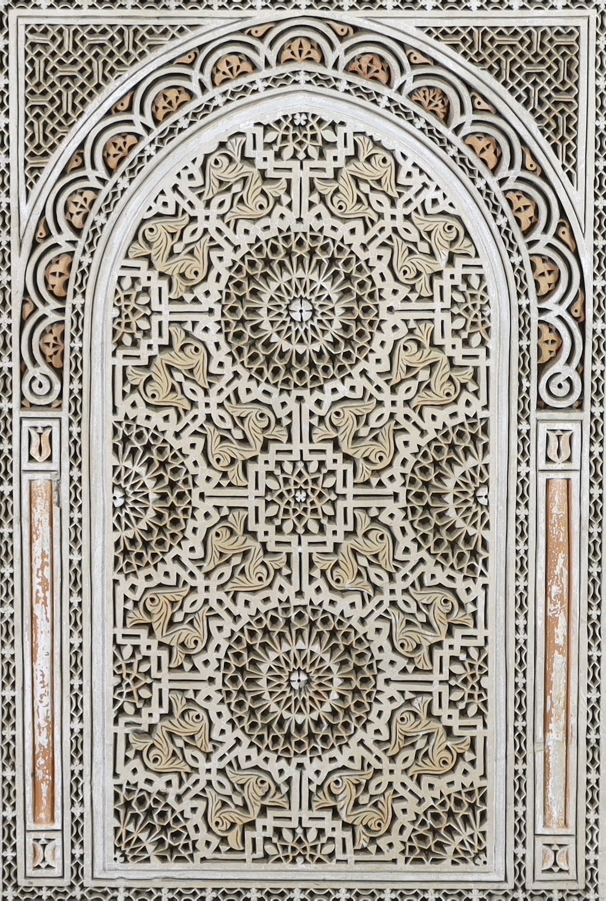 CORRECTION - A Hispano Moresque carved stucco work panel, 127 x 84.5cm without frame